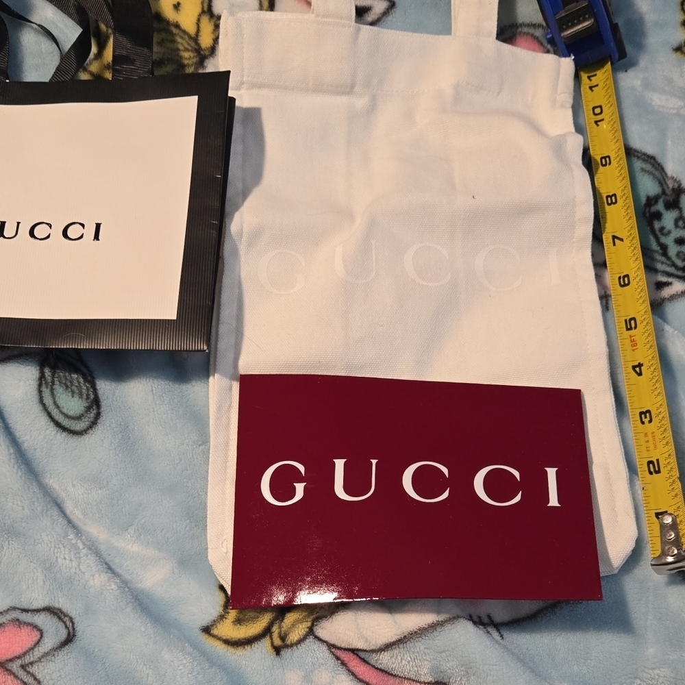 Gucci White and Black bag, white, Canvas Tote with Red card envelope